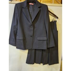 Halston III Womans Blazer & Skirt Set Black Vintage Size 14 Made In USA 2 Piece